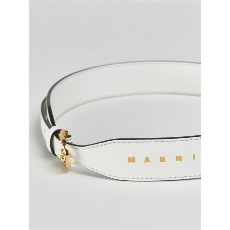 Marni Leather Belt, Lily White